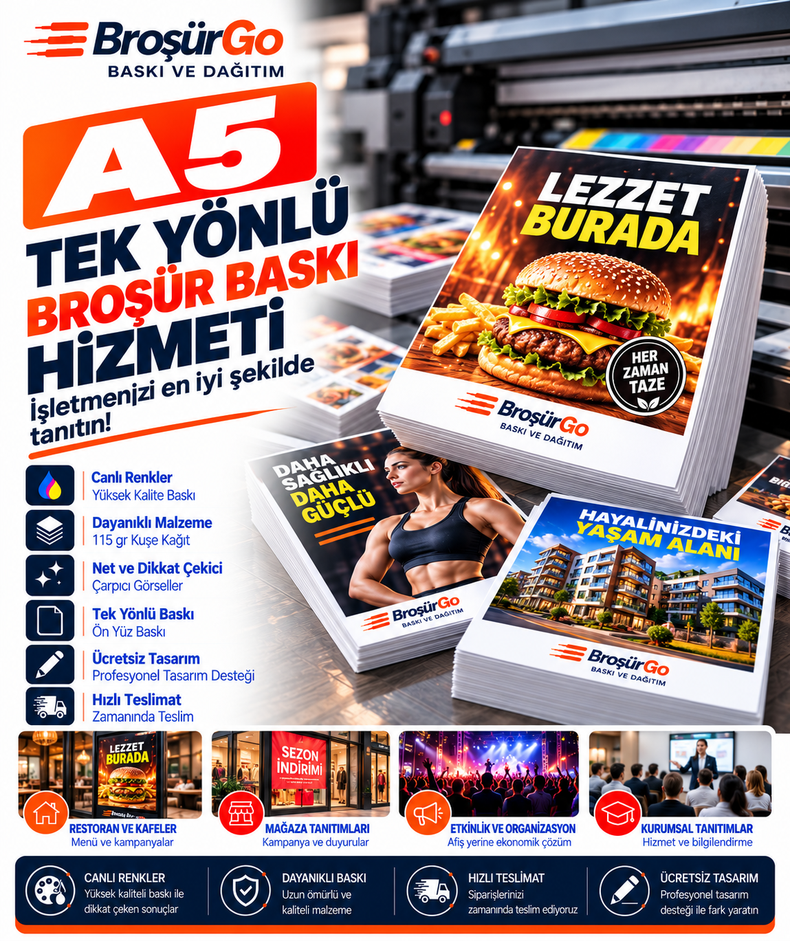 A5 Tek Yönlü Broşür Baskı