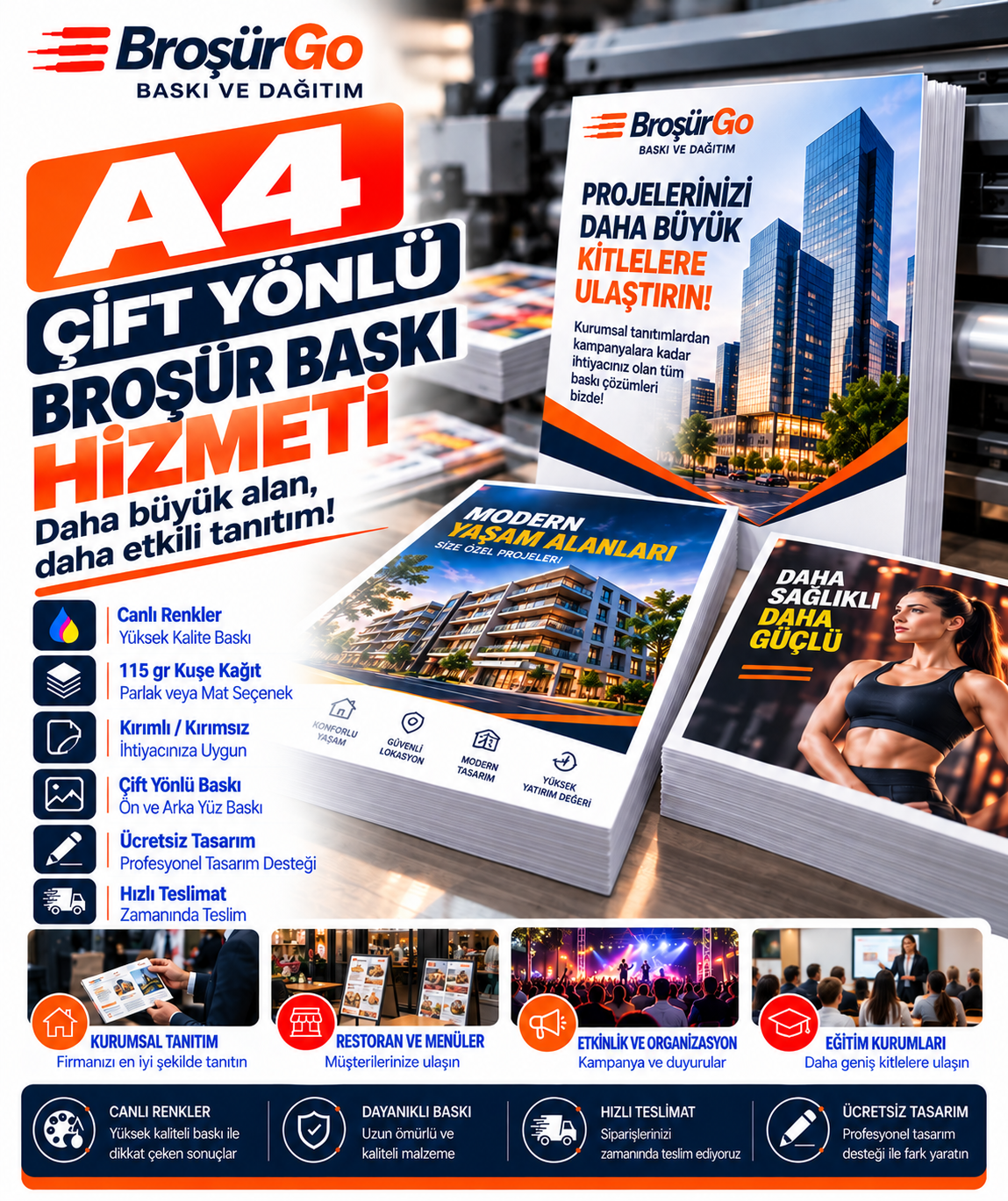 A4 Çift Yönlü Broşür Baskı