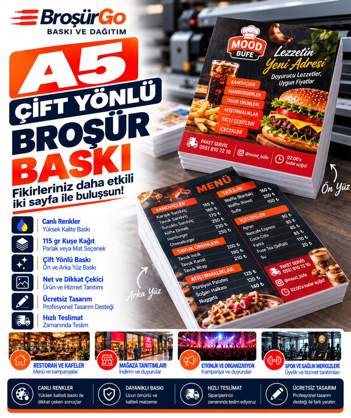 A5 Çift Yönlü Broşür Baskı