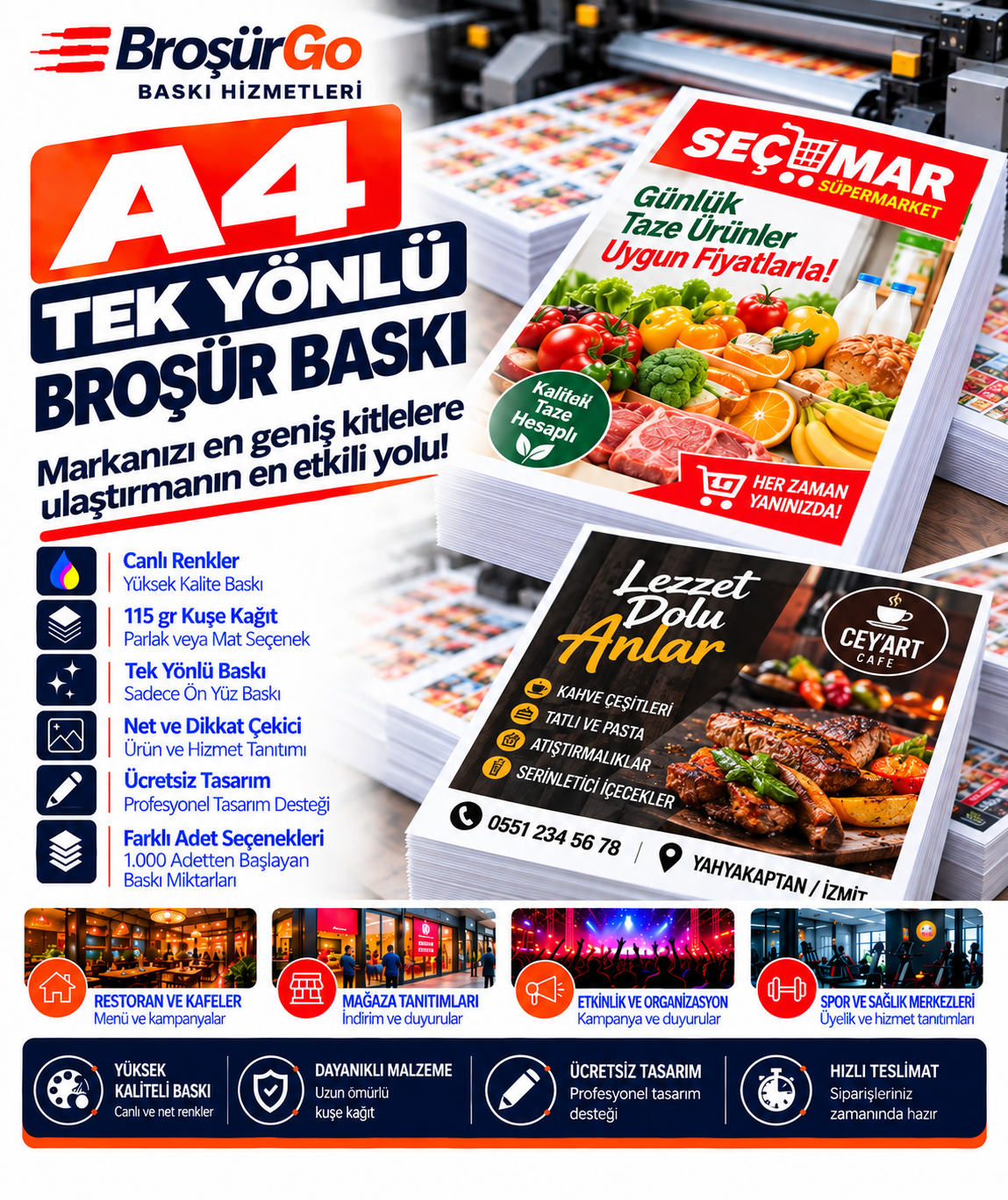 A4 Tek Yönlü Broşür Baskı 